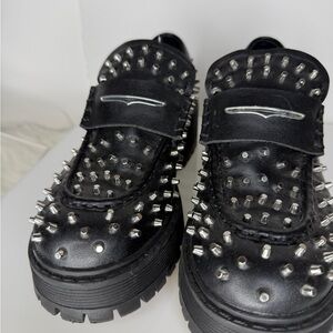 Steve Madden Black Loafers with Silver Studs